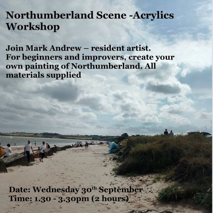 Northumberland scene acrylics workshop graphic